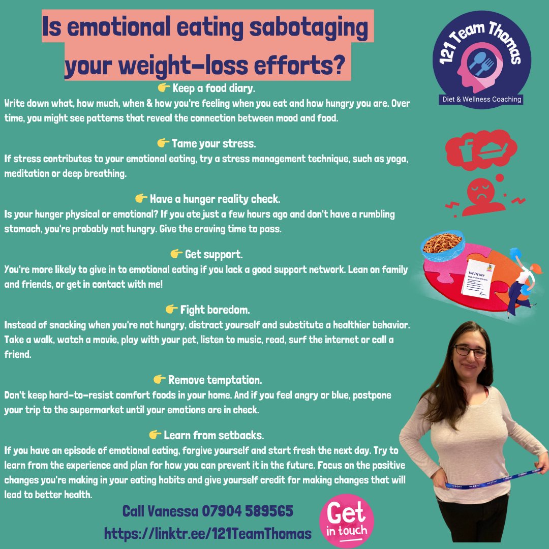 Emotional eating can be a roadblock on your weight loss journey. 

It's essential to recognise and address the triggers that lead to emotional eating. By doing so, you empower yourself to make healthier choices and stay on track. 

Let's conquer emotional eating together! 💪🚫🍔