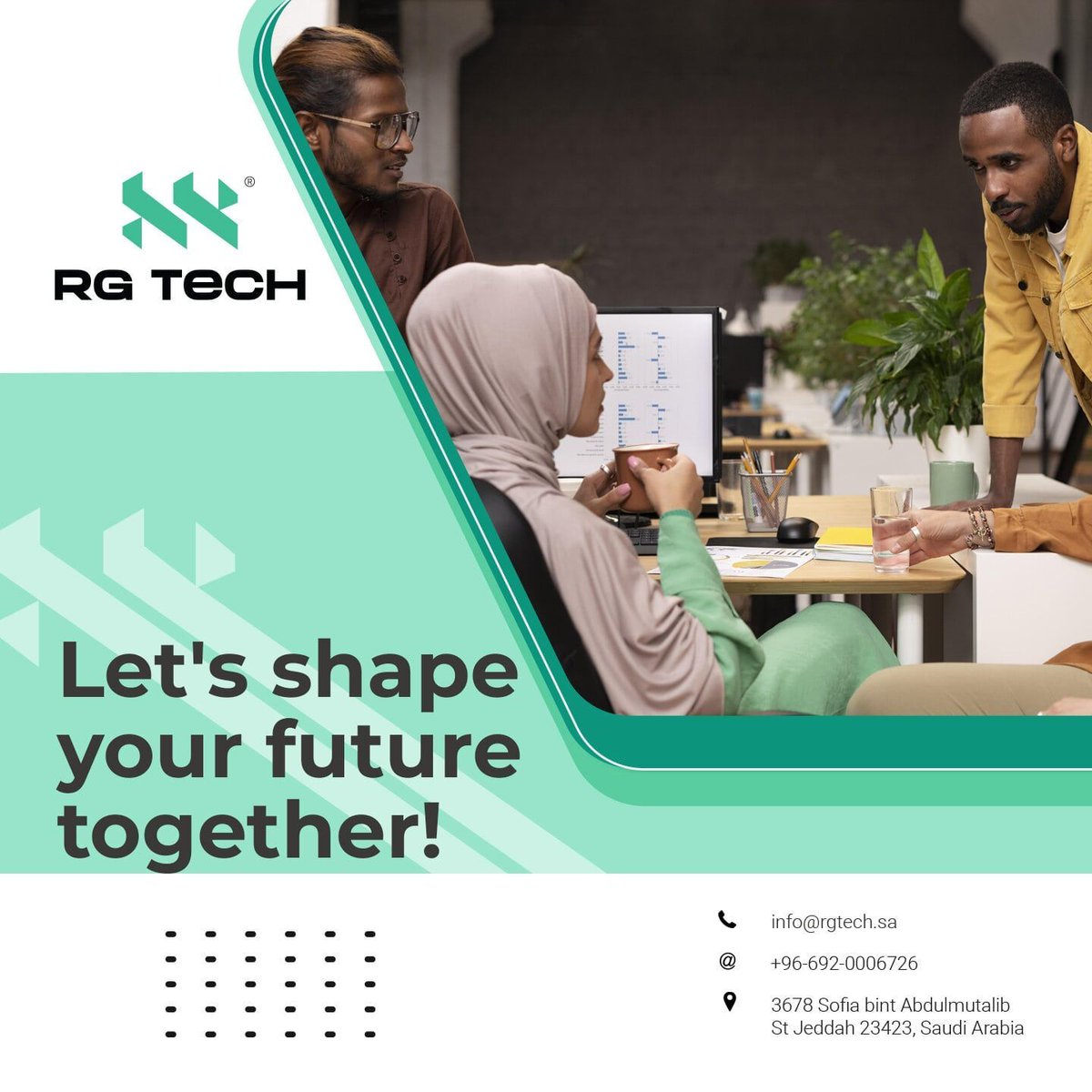 RGTechKSA's tweet image. Unlock the future of technology with RG TECH! Ready to shape your tech journey? 🌐 

Get in touch:

📞  Reach Out: +96-692-0006726
📧 Drop a Mail: info@rgtech.sa
 📍  3678 Sofia bint Abdulmutallib St, Jeddah 23423, Saudi Arabia.

#RGTech #TechFuture #ShapeYourPath