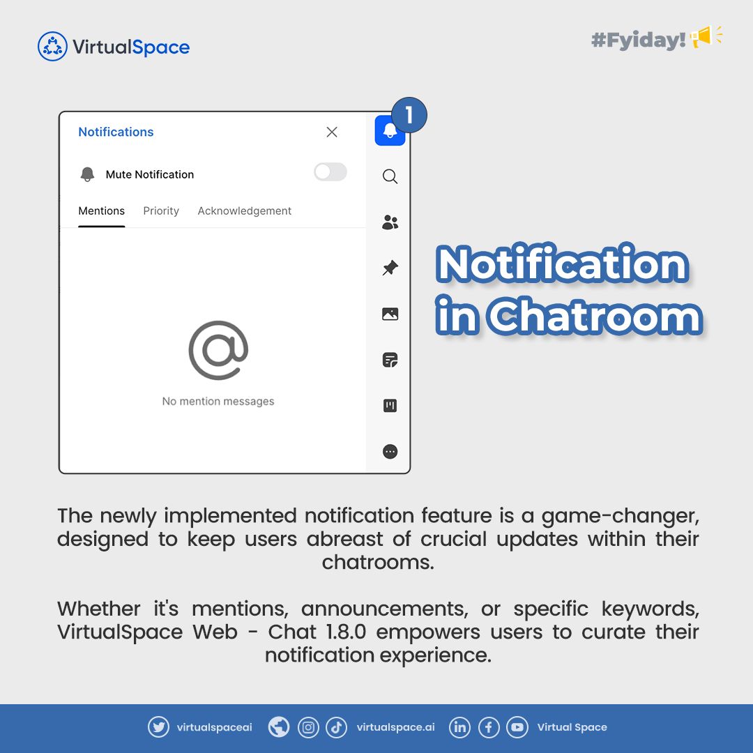 virtualspaceai's tweet photo. Check out the cool updates in VirtualSpace Web - Chat 1.8.0! 🌟 Now, you'll get handy notifications right in the chatroom, so you won't miss a thing. 

Upgrade today and enjoy the new vibes! 🚀💬 #VirtualSpace #VirtualSpaceUpdates https://t.co/rNWZ9fmwNE