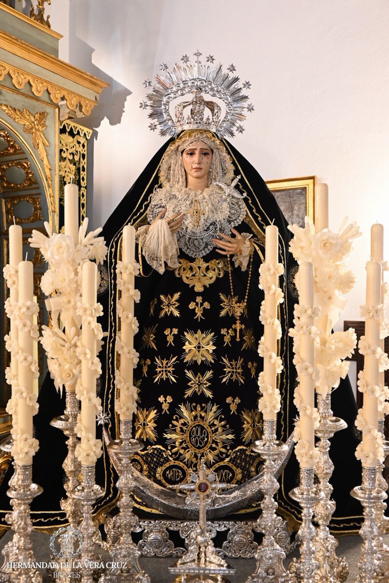 elllamadorcsr's tweet photo. La Virgen de los Dolores en su Soledad de Brenes @brenes_vera en las andas para la salida procesional de este domingo. Presidirá en el cementerio municipal la misa de difuntos. https://t.co/OPs2WNYk1o