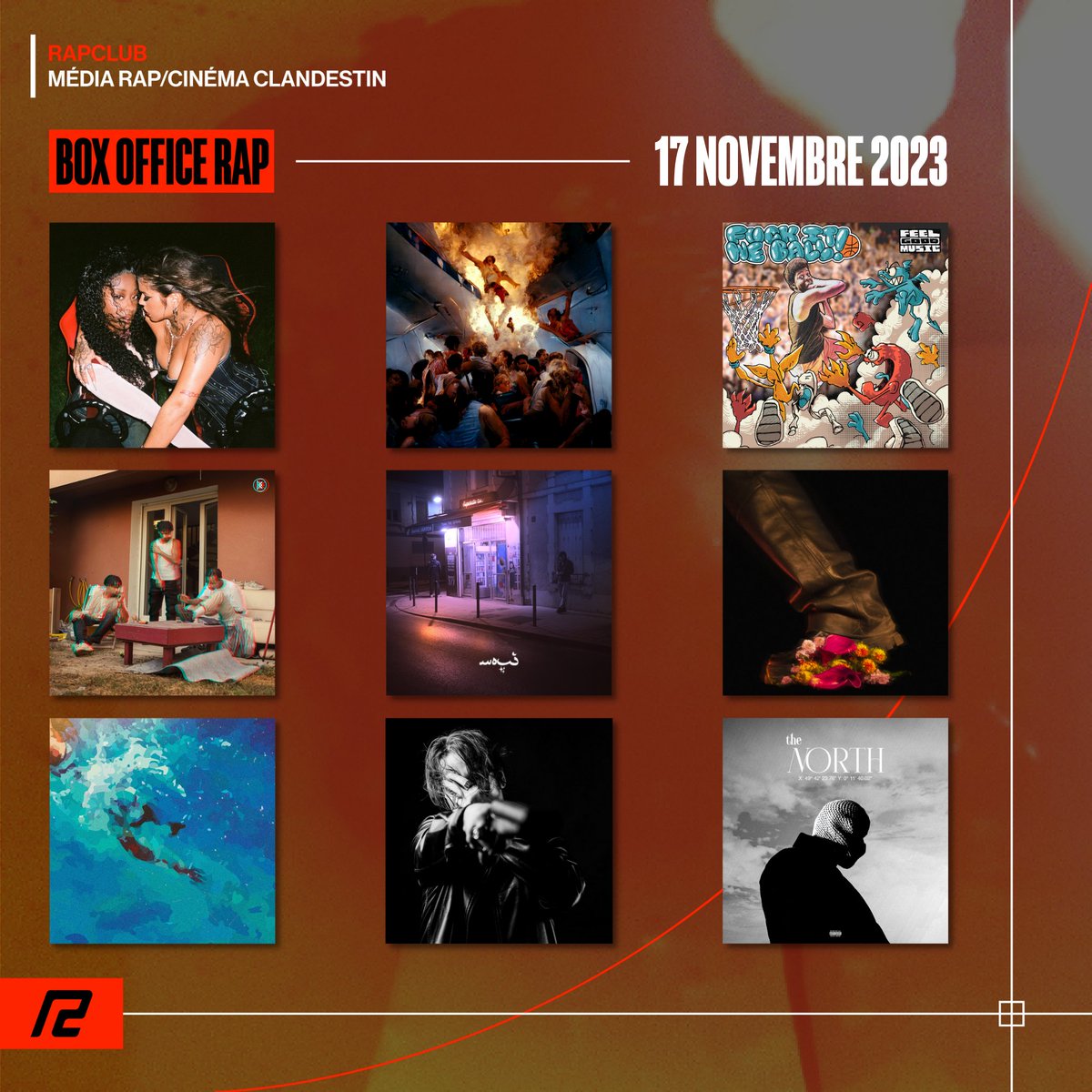 ANGILINAZULI - Lazuli &amp; Angie

Neva - Youri &amp; Darealright

FUCK IT WE BALL ! - Randy

3D° - DEEN CK

Novi, part 2 - Zenor

ne m'excuse pas - Dri$-i

Le Plongeon - Benson

Renégat - Mvms

The north - Djali