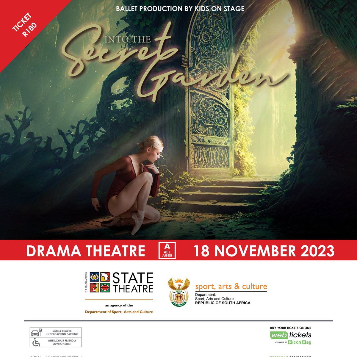 SportArtsCultur's tweet image. ‘Into The Secret Garden’ is a dance about a captivating young girl on a journey that ventures into her own wonderland, created within her own dreams.

A mesmerising tale of dance awaits you!

🎟️:
webtickets.co.za/v2/Event.aspx?…
 
#IntoTheSecretGarden #StateTheatre #DSACAgency