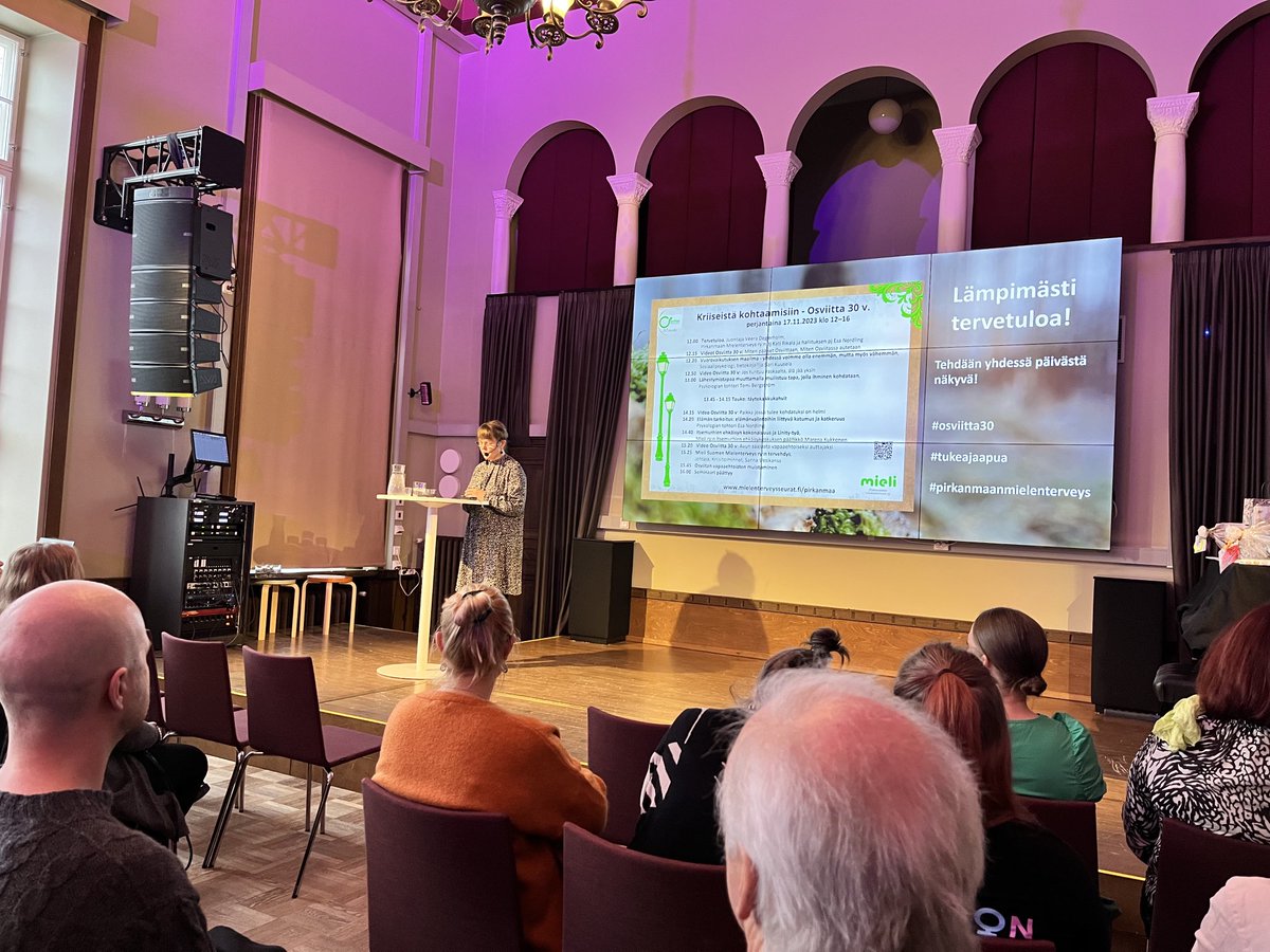 AriTiensuu's tweet photo. Kriisikeskus Osviitta juhlii 30-vuotista taivalta. Toiminnalla on tarvetta ja järjestöjen toiminnasta leikkaaminen on lyhytnäköistä sanoo Pirkanmaan mielenterveys ry:n toiminnanjohtaja Kati Rikala. Onnea #osviitta ja menestystä jatkoon! https://t.co/qPsFcv0OIe