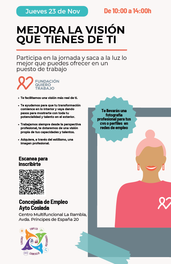 lacronicadelhe3's tweet photo. CONVOCATORIA. 23 noviembre. Coslada organiza un taller de imagen y autoestima para mujeres en búsqueda de empleo. Se desarrollará bajo el título “Mejora la visión que tienes de ti” https://t.co/gtcWSqnji3 https://t.co/9FAXFngjRx