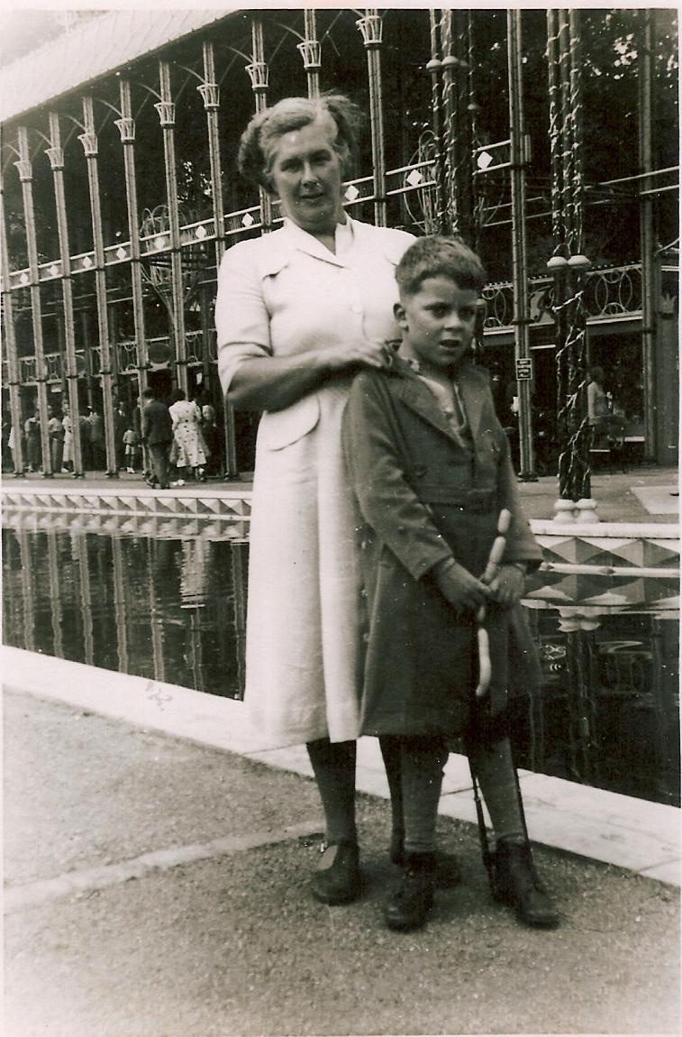A nine year old Ian Dury and his mum Peggy at the Festival of Britain in 1951. Ian had contracted Polio two years previously, most likely, he believed, from a swimming pool at Southend-on-Sea during the 1949 polio epidemic.