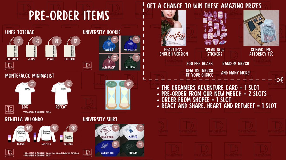DreamersShpp's tweet photo. 📢 1 DAY LEFT 📢

Don't miss this chance to join the fun!

Links:
Raffle - https://t.co/12BeB2PK1k
Pre-order - https://t.co/wbktc2rieL

We will send a confirmation email for the pre-order items later at 10:00 PM. https://t.co/sDlc7ndJcw