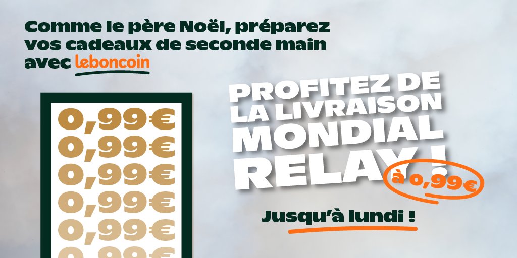 🎁 En attendant le Père Noël, c'est le moment de jouer au lutin ! Profitez de la livraison à 0,99€ sur leboncoin 🌲
👉 leboncoin.fr