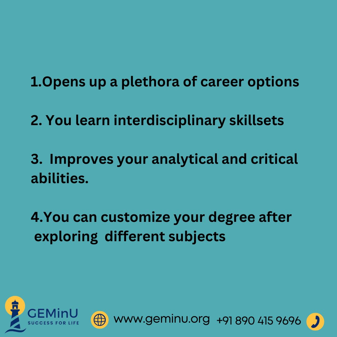 GEMinU3's tweet photo. Liberal Arts education allows a student to pick their own path. It provides a more holistic education with a broad understanding of multiple subjects including science and culture as well as in-depth study in a specific area.

#CareerInfo #Students #LiberalArts https://t.co/0iTMNc2xA8
