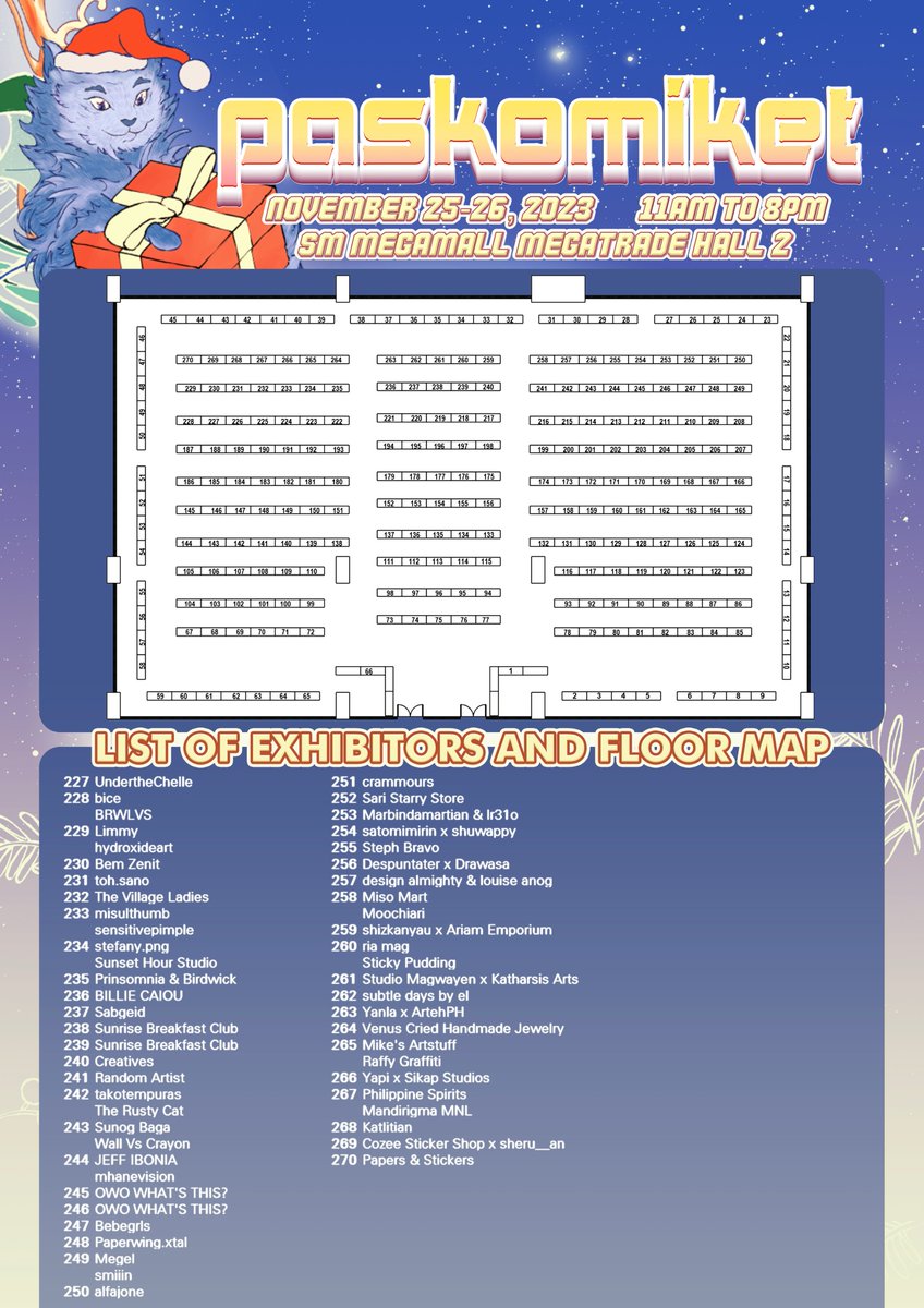 KomiketPH's tweet photo. NAMAMASKO PO!

#PASKOMIKET2023 is ONLY 7 DAYS AWAY! Join over 500 local komikeros, sticker artists, print makers, crafters, and more on November 25-26 at SM Megamall, Megatrade Hall 2 and #SupportLocalCreators this gift-giving season from 11AM to 8PM.

Kitakits sa PASKOMIKET! https://t.co/tVIxgRfMtI