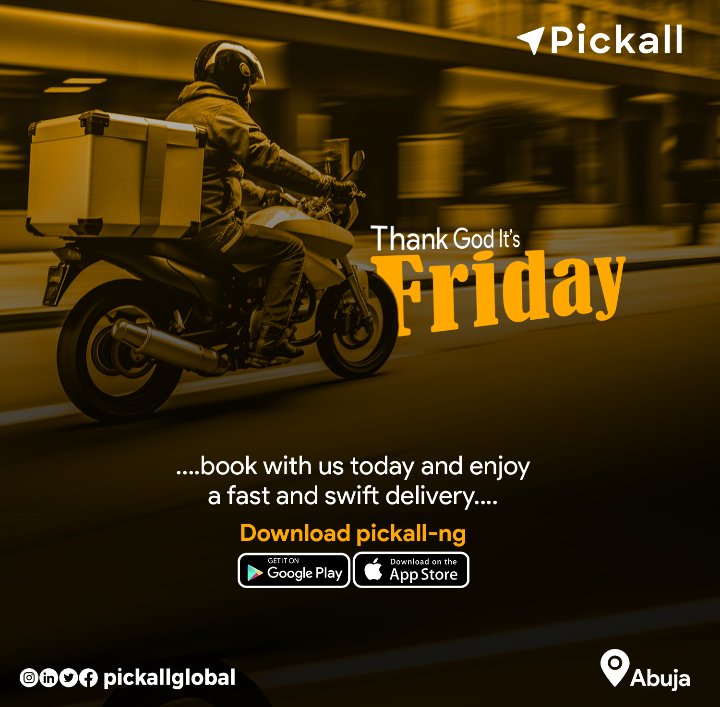 Pickallglobal's tweet photo. Na dispatch hailing, luxury car rental or na hospitality, we have you covered at a fast pace🚴
Wishing our customers a Happy Friday 🧡🖤
.
.
.
#logistics #PickAll #explorepage https://t.co/SccGr9n4pM
