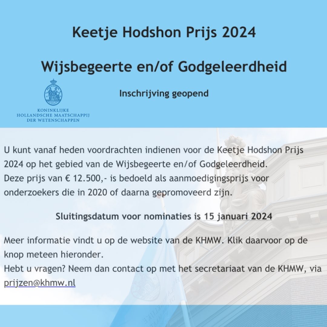 NISIS_School's tweet photo. For our Dutch followers the Koninklijke Hollandsche Maatschappij der Wetenschappen is presenting two thesis awards that might be interesting for you! #KHMW You can read more about the back ground and the application process on https://t.co/vslSOPg7zM #phd #masterthesis https://t.co/Loc39JIQoq