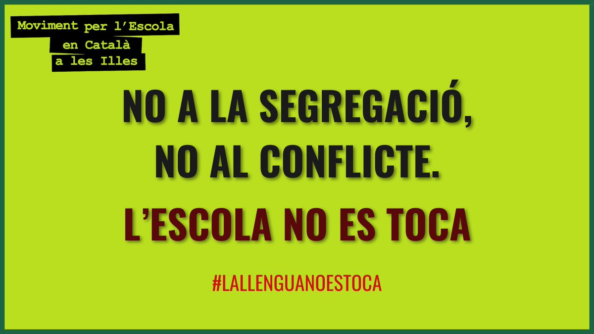 ❗ No a la segregació, no al conflicte. L'escola no es toca!

🗣️ Tal com vam dir abans de les eleccions i repetirem les vegades que faci falta, #lallenguanoestoca.