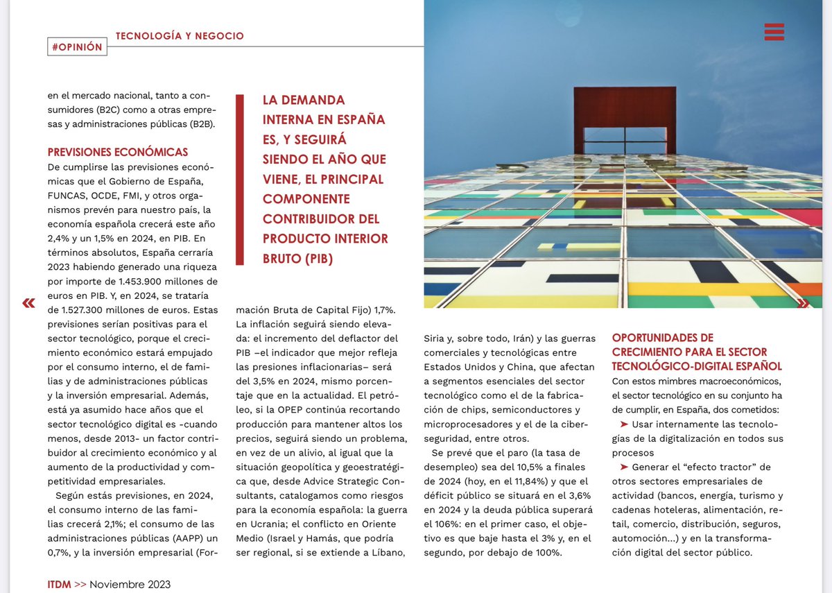 JDIAZCARDIEL's tweet image. Las previsiones económicas para 2024 afectarán las ventas del sector tecnológico en España, sabiendo que #cloud #cibersecurity e #InteligenciaArtificial son las principales áreas de inversión empresarial 
Por Jorge Díaz CARDIEL @AdviceStrategic @JRMelara_ITDM @ITUser_ITDM