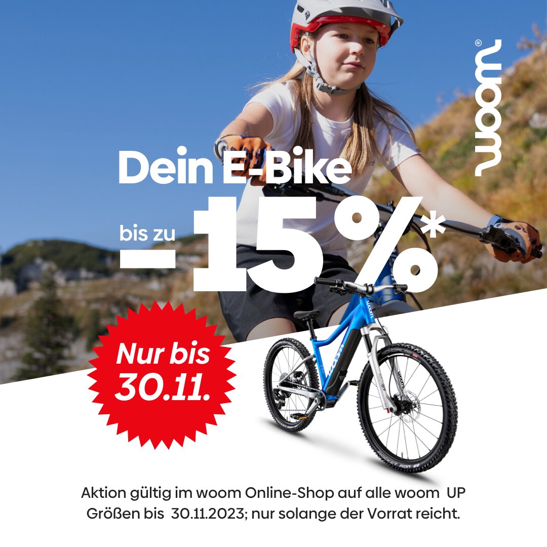 Sicher’ dir bis zu -15 % auf das superleichte E-Mountainbike woom UP im woom Online-Shop! 🚴‍♂️✨
 
Schnell sein lohnt sich! 🏃🏃‍♀️💨 bit.ly/3MIwCwp