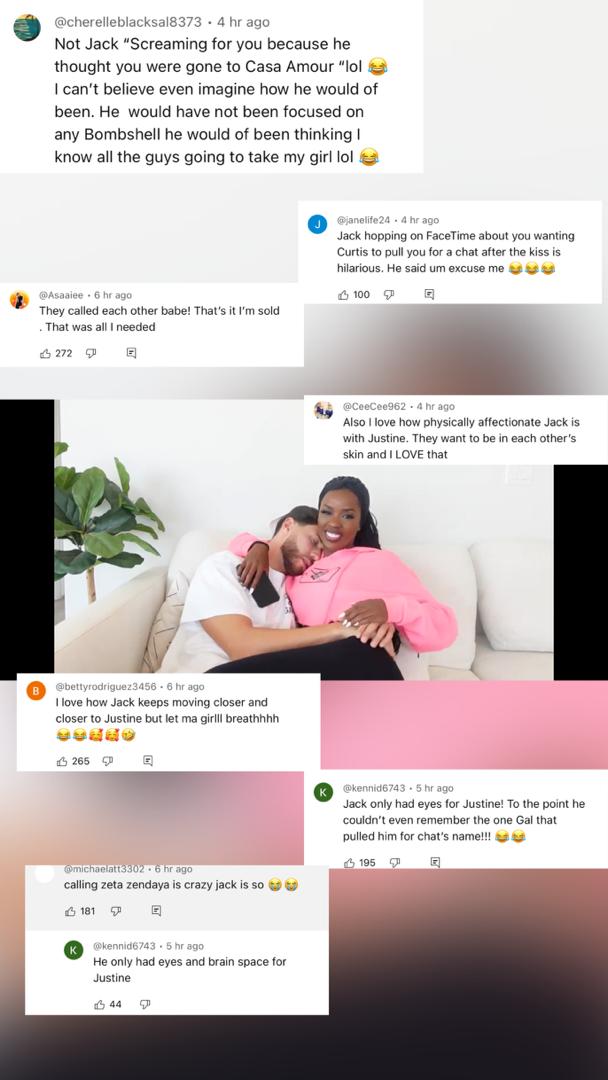 thepoet2561's tweet photo. Here are some of y'all comments from the Celine recap YouTube video featuring Jack as the special guest👇🤗
#Jsquared
#Justine 
#LoveIslandGames https://t.co/bCJzMfYuc0