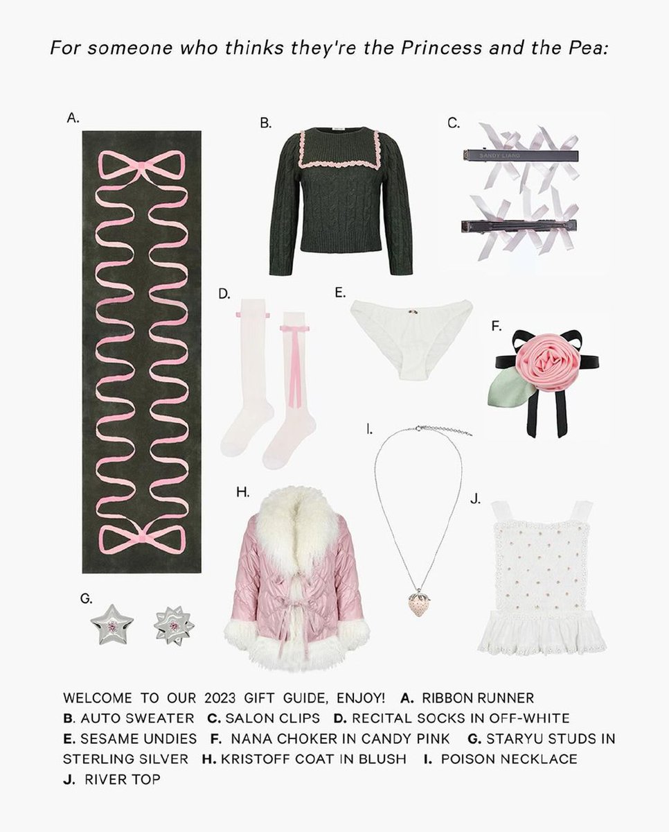 sandy liang made a gift guides for a girl like me