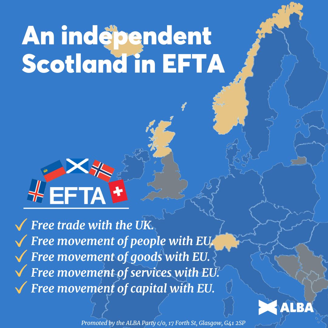 AlbaParty's tweet image. An independent Scotland should make joining EFTA an immediate priority 🇮🇸🇱🇮🏴󠁧󠁢󠁳󠁣󠁴󠁿🇳🇴🇨🇭

Read more: albaparty.org/our_place_in_e…

#ALBAforIndependence
