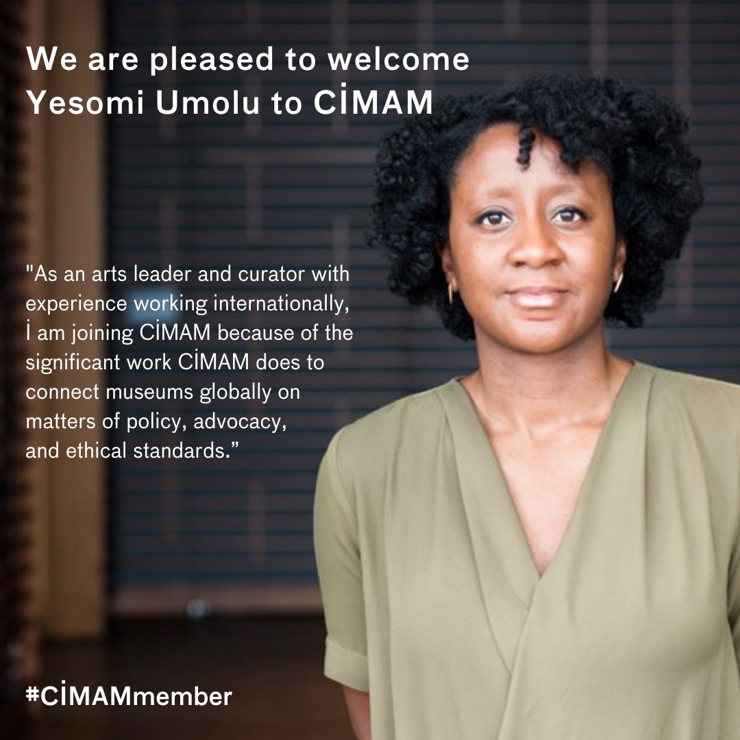 infoCimam's tweet photo. Welcome to CIMAM, Yesomi Umolu, Director of Curatorial Affairs and Public Practice, @SerpentineUK Galleries, London, UK.
#CIMAM #JoinCIMAM #CIMAMmember
https://t.co/vbWbdroMoW https://t.co/dssw5fjMch