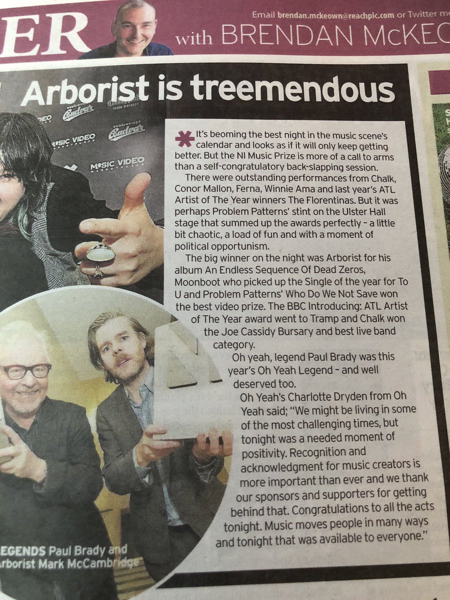 The press reviews from Wednesday night have been so heartwarming. The spotlight well and truly on our great music makers - mission completed!! To all involved congratulations, keep doing your thing we need you now more than ever x <a href="/NIMusicPrize/">NI Music Prize</a>