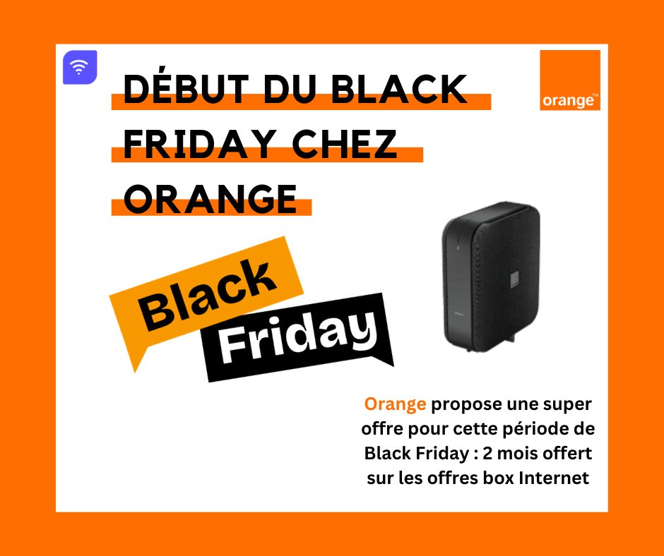 BoutiqueBoxInt's tweet photo. Black Friday chez Orange !
L'opérateur propose de nombreuses offres, en particulier, 2 mois offerts pour les nouvelles souscriptions Livebox.
Pour en apprendre plus : https://t.co/PftRohMC59 https://t.co/v3MPxrmxuP