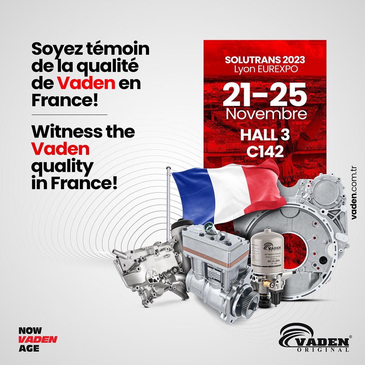 🇫🇷Soyez témoin de la qualité de Vaden en France!
🇻🇬Witness the Vaden quality in France!
🇹🇷Vaden Kalitesine Fransa’da Şahit Olun!

SOLUTRANS 2023 Lyon EUREXPO
21-25 November
Hall 3
Stand C142

bit.ly/3Ht5HjD

#vaden #nowvadenage #solutrans #eurexpo