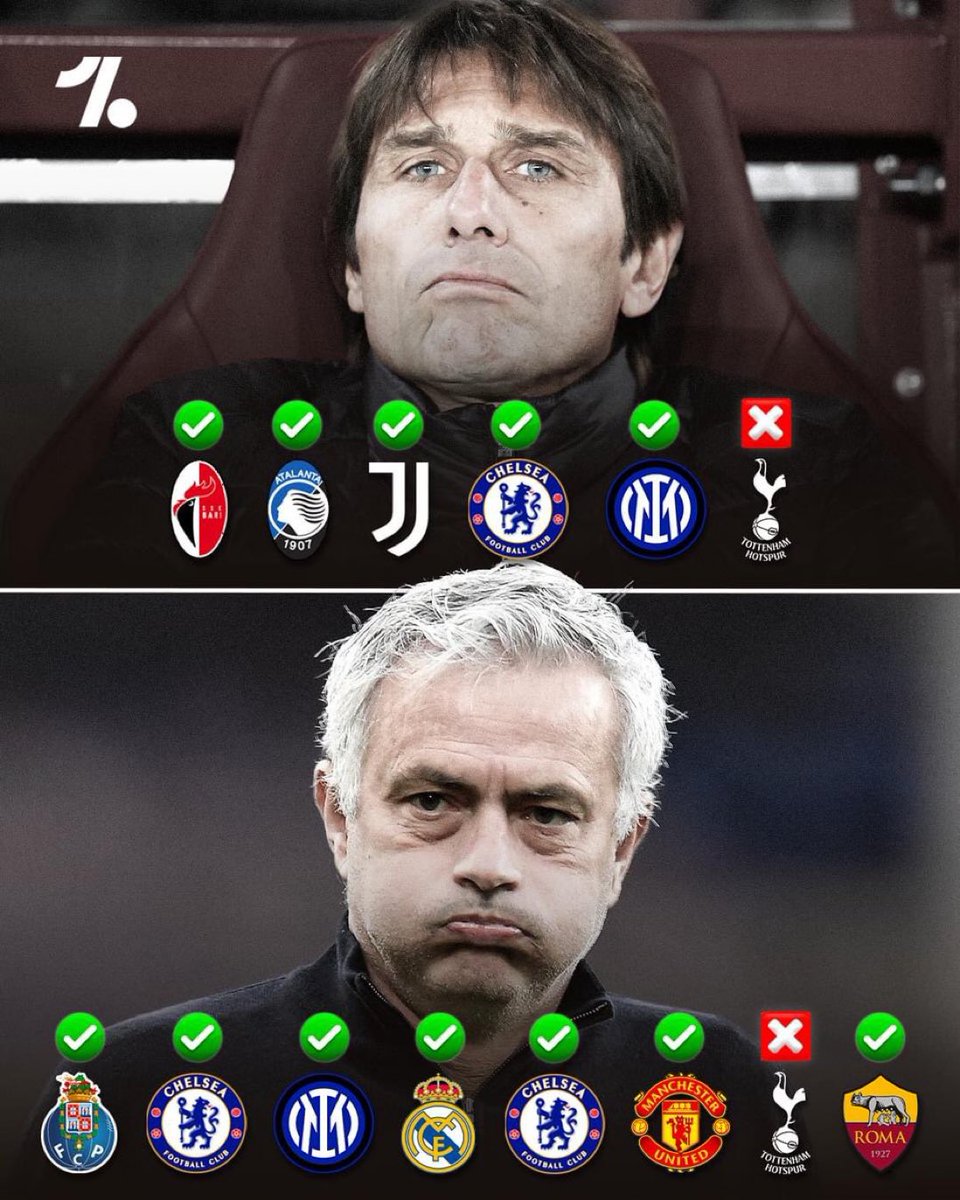 FrankKhalidUK's tweet photo. Both Jose Mourinho &amp; Antonio Conte have won trophies wherever they have managed, except when they came to Spurs. https://t.co/Obzl5mDw7O