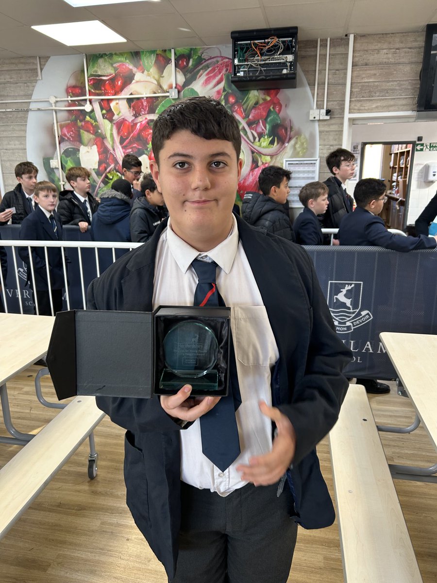 An amazing achievement for Aiden to win an award from Hertfordshire for Services to Young People 👏👏👏👏👏 ⁦<a href="/verulamschool/">Verulam School</a>⁩ #Proud #VerulamForLife