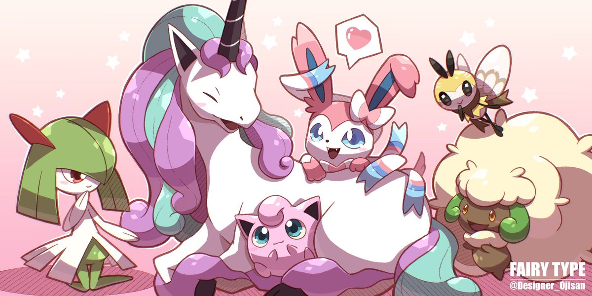 alcremie ,sylveon pokemon (creature) smile no humans open mouth blue eyes :d closed mouth  illustration images