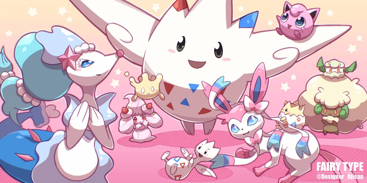 alcremie ,sylveon pokemon (creature) smile no humans open mouth blue eyes :d closed mouth  illustration images