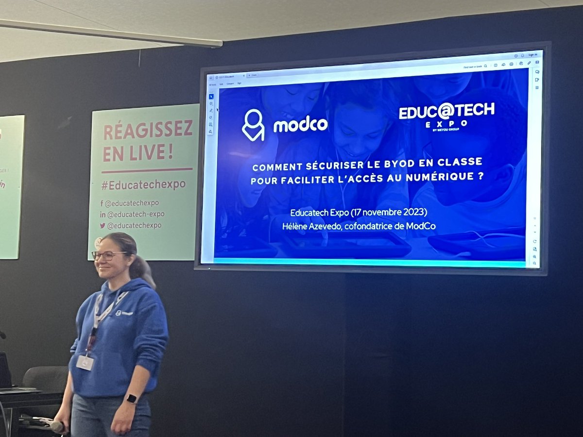 csainx's tweet photo. 📢En direct @educatechexpo 

✅Sécuriser le BYOD en classe =faciliter l’accès aux ressources numériques pour TOUS les élèves 👏🏽@HeleneAz 

9/10 élèves ont un smartphone
Cadre de bon usage et maîtrisé
#modco x collectivités x académie 
#GAR @DANE_971 https://t.co/OE4Z8f6L9E