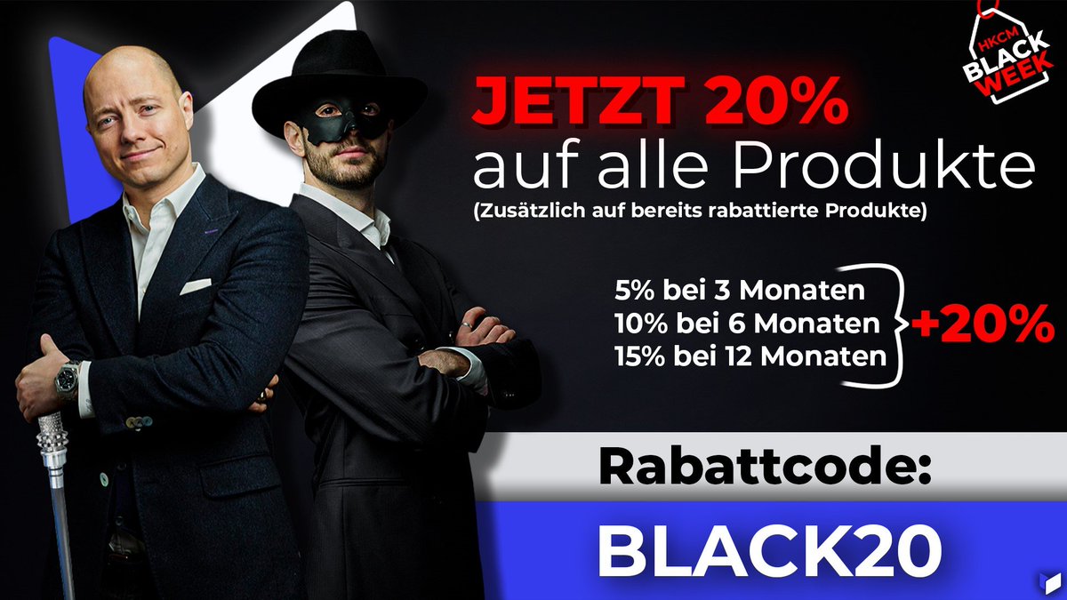 HKCMNews's tweet image. 🌑HKCM BLACK WEEK!🌑

Ab HEUTE läuft unsere HKCM BLACK WEEK, während der wir Ihnen zusätzlich zu den bereits bestehenden Rabatten weitere 20% Nachlass auf unser gesamtes Sortiment an Analysen gewähren.

🌑Nutzen Sie den Rabattcode „BLACK20“, um bis einschließlich Montag, den…