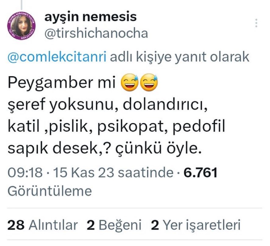 Müslümanların peygamberine küfredip, millete kin nefret ve en aşağılık şekilde hakaret ve küfreden, bu ahlaksıza dur demeyecek misiniz ey devletim? @TC_icisleri @EmniyetGM @SiberayEGM @adalet_bakanlik