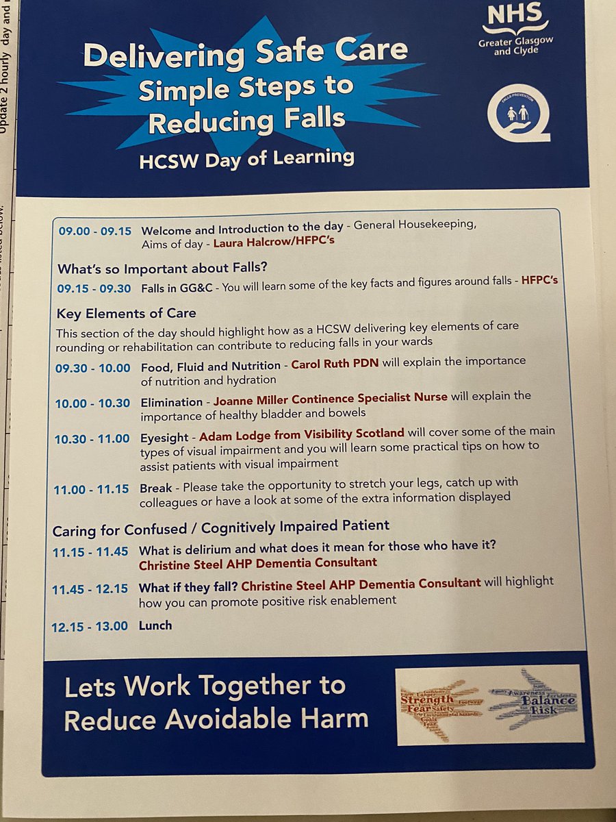 ShonaNYB's tweet photo. Happy Friday- a brilliant start to our HCSW Day-Delivering Safe Care💛Simple Steps to Reducing Falls #ClydeSector @NHSGGC @laura_dyane @LornaLoudon @denise181078 #foodfirst #continencecare https://t.co/Jrrf3q21iW