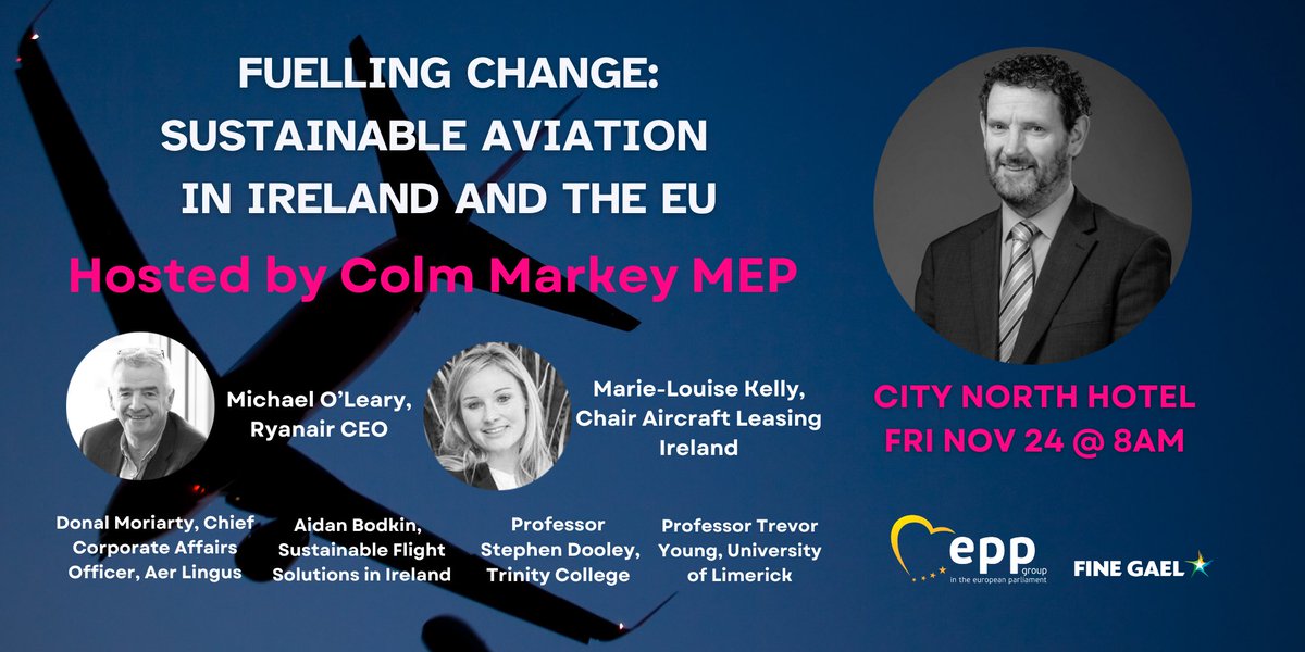 Colm Markey (@colmmarkey) on Twitter photo Looking forward to welcoming Michael O'Leary <a href="/Ryanair/">Ryanair</a> and a number of other airline executives and experts to <a href="/CityNorthHotel/">CityNorth Hotel & Conference Centre</a> next week for a discussion on sustainable aviation fuel.
A limited number of places are available.
Register: eventbrite.com/e/753161354887…
<a href="/ibec_irl/">Ibec</a> Looking forward to welcoming Michael O'Leary <a href="/Ryanair/">Ryanair</a> and a number of other airline executives and experts to <a href="/CityNorthHotel/">CityNorth Hotel & Conference Centre</a> next week for a discussion on sustainable aviation fuel.
A limited number of places are available.
Register: eventbrite.com/e/753161354887…
<a href="/ibec_irl/">Ibec</a>