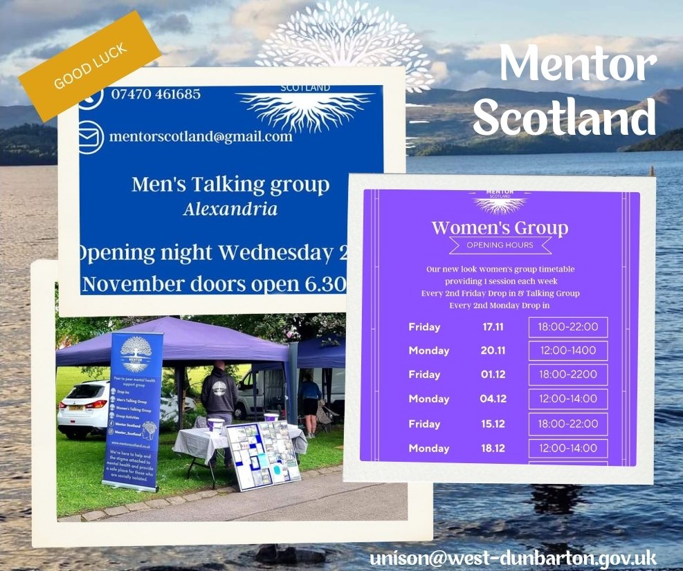 UNISON West Dunbartonshire Branch are delighted to support the expansion of Mentor Scotland All the best with your 2nd men's group and also the launch of your women's group