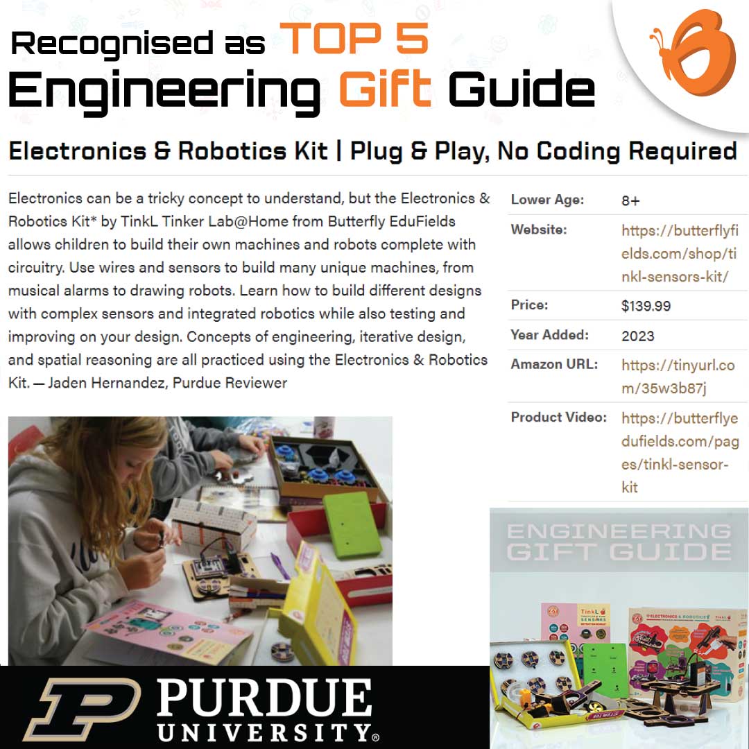 bflyfields's tweet photo. We are delighted &amp; proud to announce that our 40in1 Sensor Electronics &amp; Robotics kit has been recognized by Purdue University as Top 5 Engineering Guide Gift for 2023. 
Shop Now - 
https://t.co/nUVq7hIb3f
Check Engineering Gift Guide To know More:
https://t.co/kw7zQueQH9 https://t.co/1HFhZTA37O