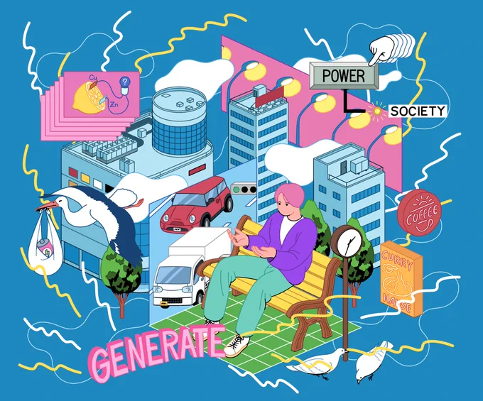 こんな感じのイラストを3つのテーマそれぞれに作りました。これだけじゃなくおもしろいギミックも詰め込まれているのでぜひご覧になってください。