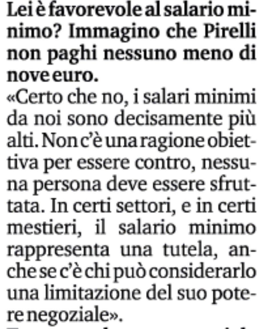 "Non c'è una ragione obiettiva per essere contro" il #salariominimo, disse quel pericoloso sovversivo bolscevico di Marco #TronchettiProvera, a capo dell'agguerrito sindacato #Pirelli.