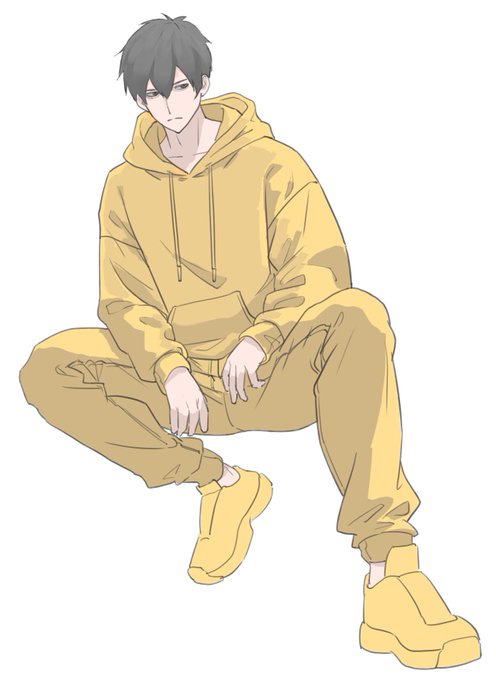 「closed mouth yellow hoodie」 illustration images(Latest)