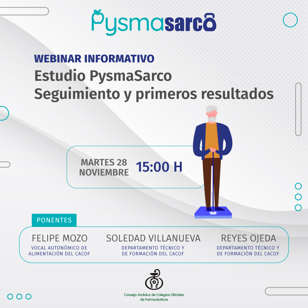 CACOF_'s tweet photo. 📆 FORMACIÓN: El 28 de noviembre organizamos un webinar informativo sobre la evolución del proyecto #PYSMASARCO, para la detección precoz de la #obesidadsarcopénica en personas mayores de 65 años. ¿Aún no lo conoces? ¡No esperes más!

Inscripción webinar👉 https://t.co/lY0n5j1q85 https://t.co/133y9OHaDQ