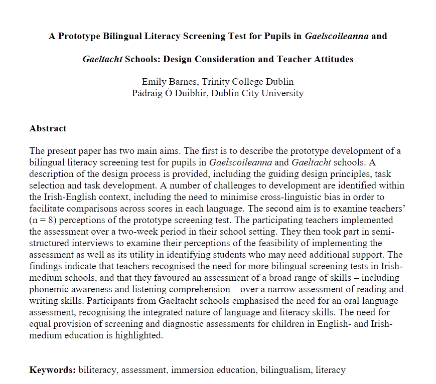 DCU_IoE's tweet photo. 📚Taighde Litearthachta🗨️

Tá ailt nua foilsithe ag comhghleacaithe @DCU_LLECE san iris TEANGA👇

🔤Bilingual literacy screening in Irish-medium schools: https://t.co/ABF2gFwpYr

✍️Students with early Irish literacy difficulties: https://t.co/Vj57iUOcHH

@Gaeloid @CoggOid https://t.co/r6VMwg3Nbd