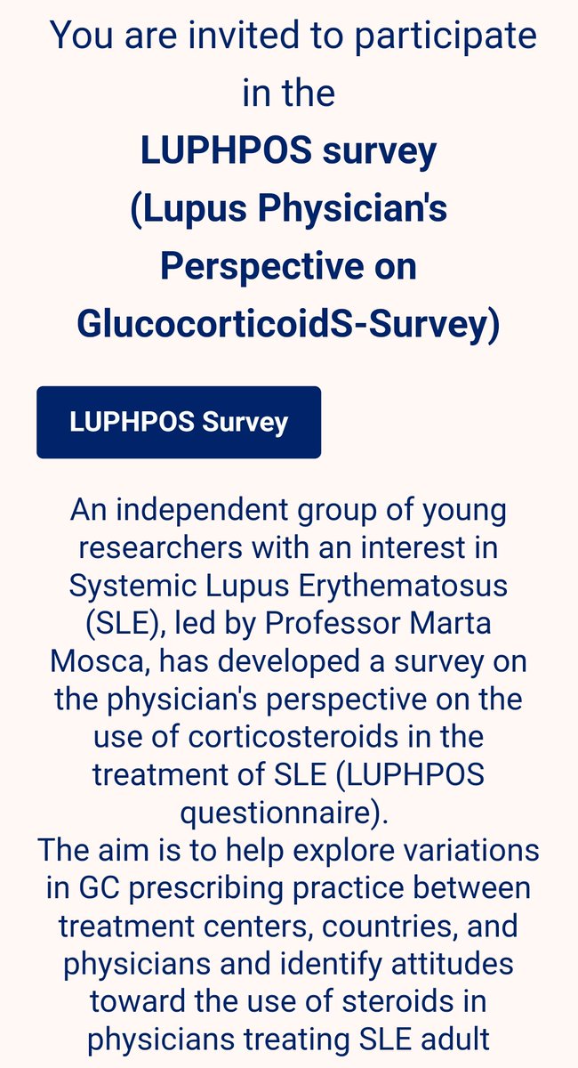 cristianasieiro's tweet photo. 👉 Attention all @SLEuroSociety members
💻✉️Please check your email
You are invited to participate in the #LUPHPOS survey
🗓️Open until the 1st of December 2023
@MartaMartamosca
@sarahdyball1
@gomezg_alvaro
@kunalchandwar
@elis_chessa https://t.co/X6THkUBcSj
