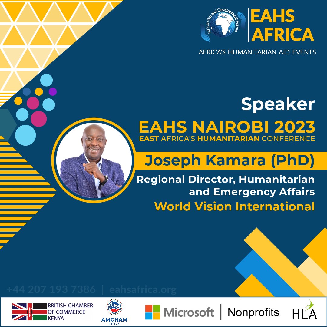 We are delighted to welcome Mr <a href="/jkkamara/">Joseph Kamara, PhD</a>, Regional Director, Humanitarian &amp; Emergency Affairs, East Africa at <a href="/WorldVisionEARO/">World Vision East Africa</a> to EAHS Nairobi 2023.

Mr Joseph Kamara will be speaking at the 10th Annual East African Humanitarian Conference.    

Taking place in Gigiri, Nairobi,