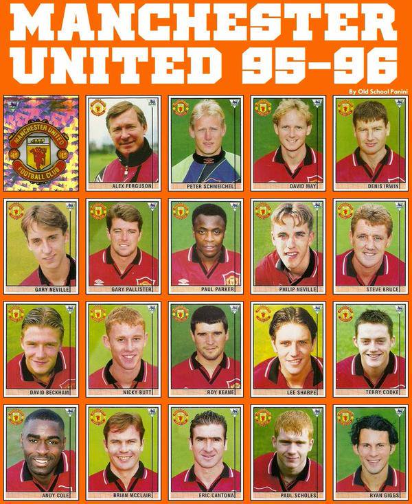 Manchester United, 1995/96 by @OldSchoolPanini.