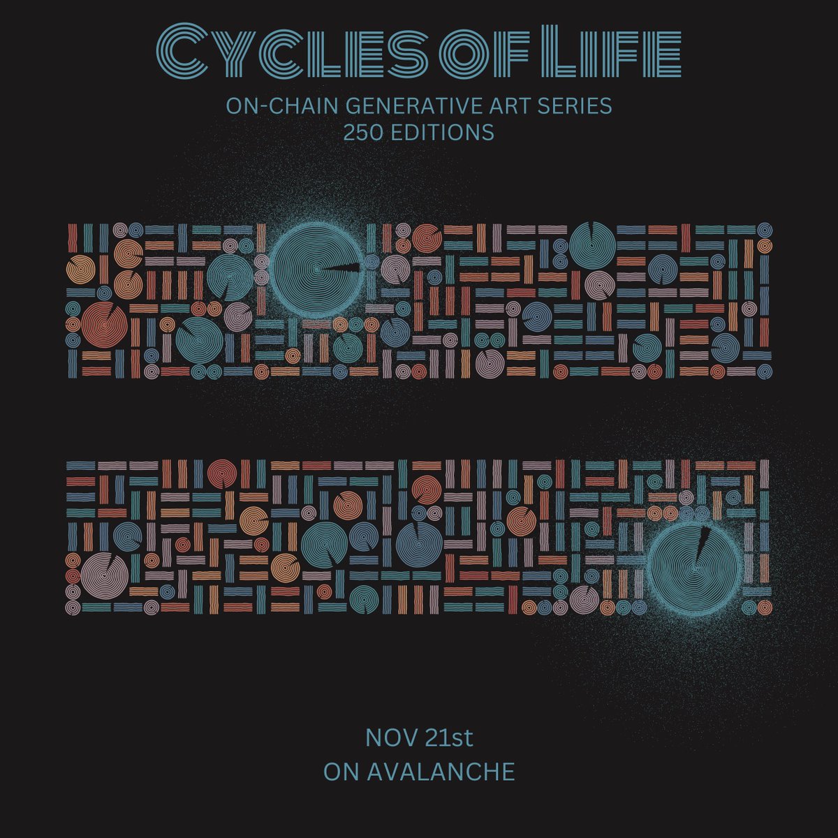 metamorphed_art's tweet photo. Ready for the 'Cycles of Life'?

My newest collection will be an on-chain mint! For those who don't know what that means, the script and the 'seed' used to render the image will be readable from the contract, which allows the art to live completely on the #AVAX blockchain. https://t.co/cAxt2kxttd