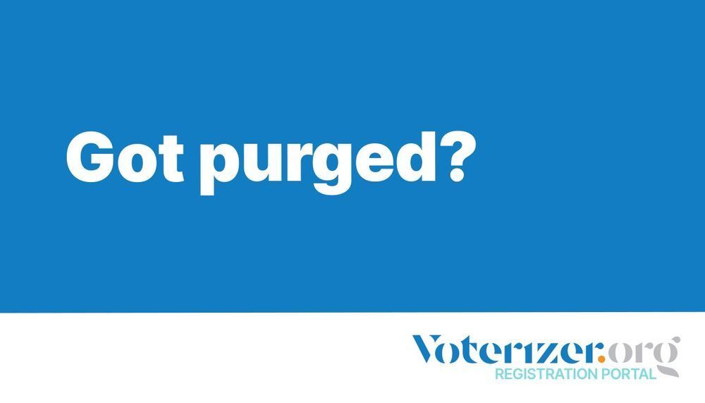 Voter purges can happen to anyone when the GOP is in charge.  Millions of voters have been dropped from the Vote By Mail rolls.  

Check your voter registration at buff.ly/2FDuNl1 —  your one-stop shop for re-registering and requesting your Vote By Mail ballot!

#VoteBlue