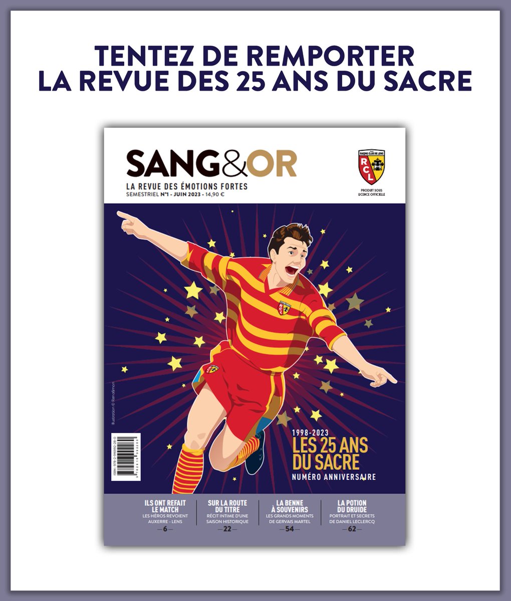 RevueSangetOr's tweet image. [Jeu concours | 🎁]

Avant la sortie du prochain numéro, tentez de remporter le premier consacré aux 25 ans du titre du @RCLens.

Pour participer :
➡️ Suivez @RevueSangetOr 
➡️ RT + mentionnez un ami en commentaire.

▫️ TAS et annonce du gagnant le 20/11/2023

#RCLens 🔴🟡