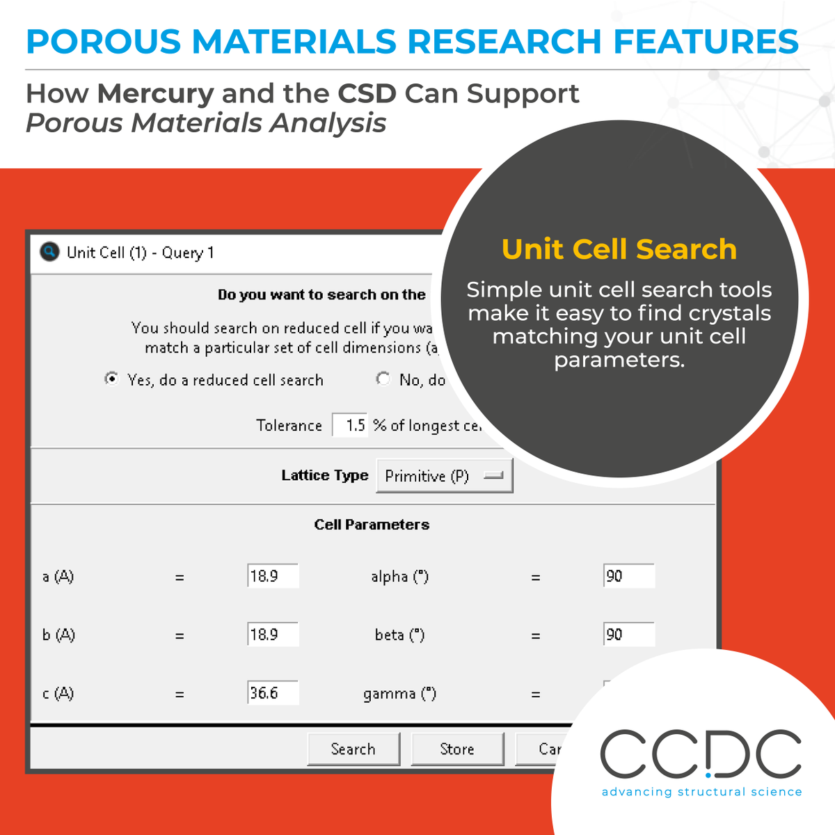 ccdc_cambridge's tweet photo. Are you aware of our porous materials research features? This is the fifth highlight in our series showcasing how Mercury and the CSD can support #PorousMaterialsAnalysis.
5️⃣ Unit Cell Search in ConQuest or WebCSD
Learn more about the latter here 🔗https://t.co/u4rW32swjF https://t.co/dMOL64nnqz