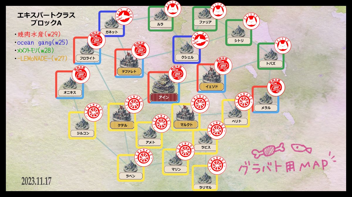 SUMIKKO_ninene's tweet photo. いつぞや作ったグラバトMAPの使用例

ひさしぶりに書き込んだぜ！
(各ギルドのアイコン勝手にイメージで作ってますごめんなさい問題あれば修正しますので…！) https://t.co/KE13xSEpOd
