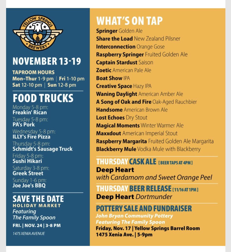 Food trucks at YS Brewery this weekend.